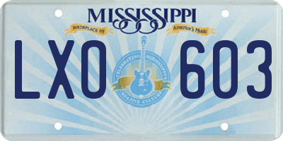 MS license plate LXO603