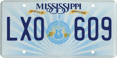 MS license plate LXO609