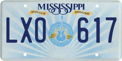 MS license plate LXO617