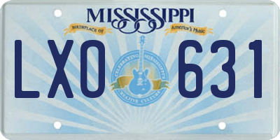 MS license plate LXO631