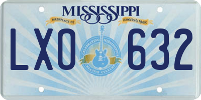 MS license plate LXO632