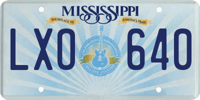 MS license plate LXO640