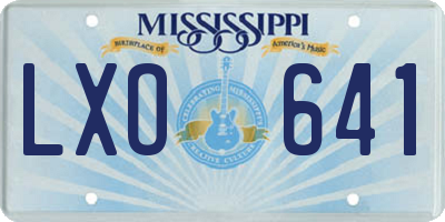 MS license plate LXO641