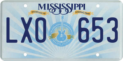 MS license plate LXO653