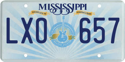 MS license plate LXO657