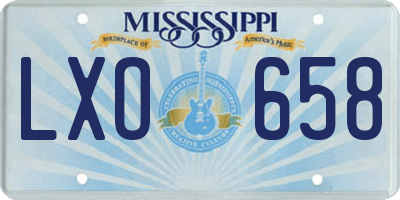 MS license plate LXO658