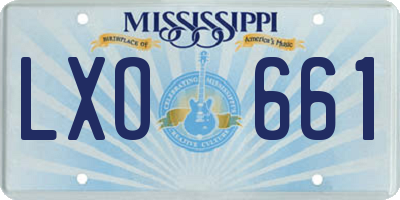 MS license plate LXO661