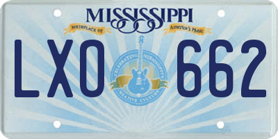 MS license plate LXO662