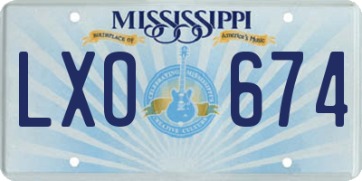 MS license plate LXO674