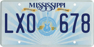 MS license plate LXO678
