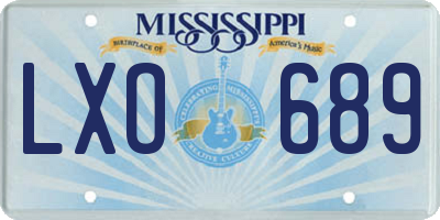 MS license plate LXO689