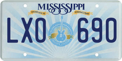 MS license plate LXO690