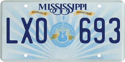 MS license plate LXO693