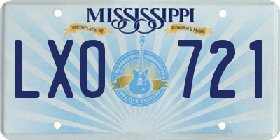 MS license plate LXO721