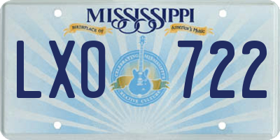 MS license plate LXO722