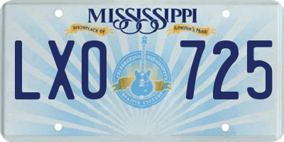 MS license plate LXO725