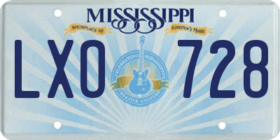 MS license plate LXO728