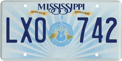 MS license plate LXO742