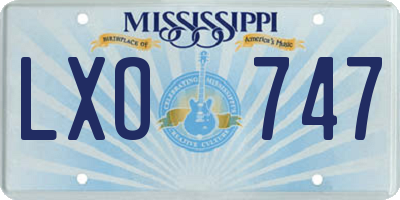 MS license plate LXO747