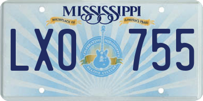 MS license plate LXO755