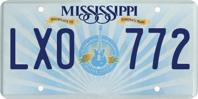 MS license plate LXO772