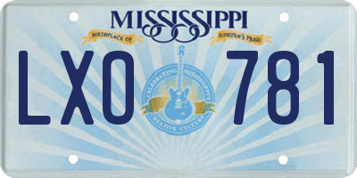 MS license plate LXO781