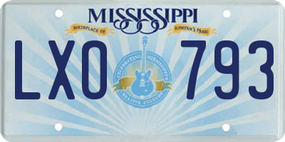 MS license plate LXO793