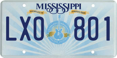 MS license plate LXO801
