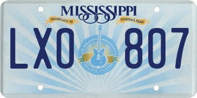 MS license plate LXO807
