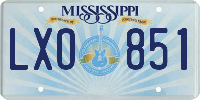 MS license plate LXO851