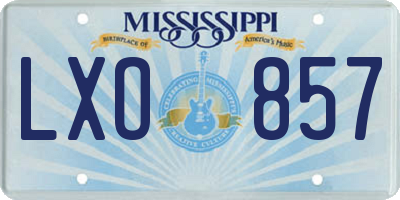 MS license plate LXO857