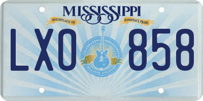 MS license plate LXO858
