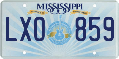 MS license plate LXO859