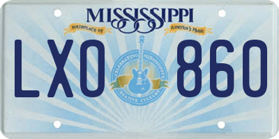 MS license plate LXO860