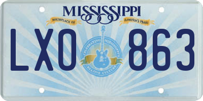 MS license plate LXO863
