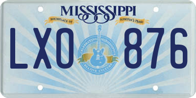 MS license plate LXO876