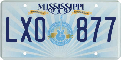 MS license plate LXO877