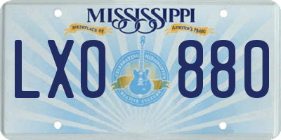 MS license plate LXO880