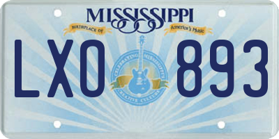 MS license plate LXO893