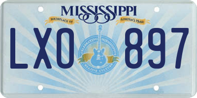 MS license plate LXO897