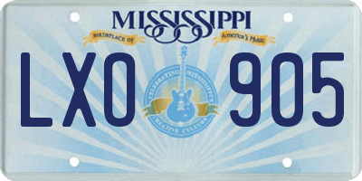 MS license plate LXO905