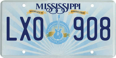 MS license plate LXO908