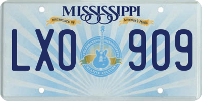 MS license plate LXO909