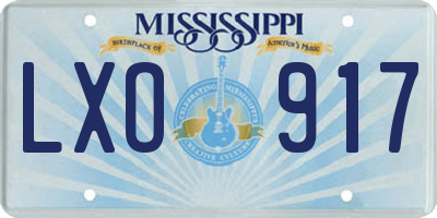 MS license plate LXO917