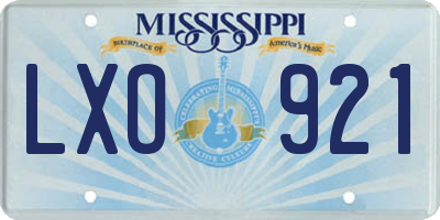 MS license plate LXO921