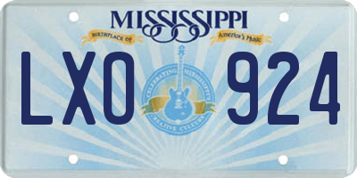 MS license plate LXO924