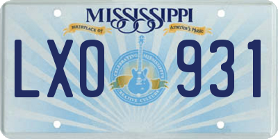 MS license plate LXO931