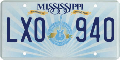 MS license plate LXO940