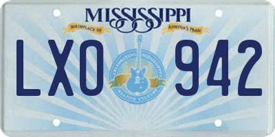 MS license plate LXO942
