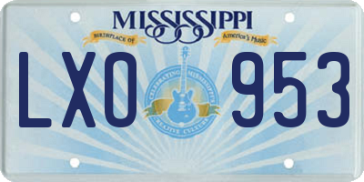 MS license plate LXO953